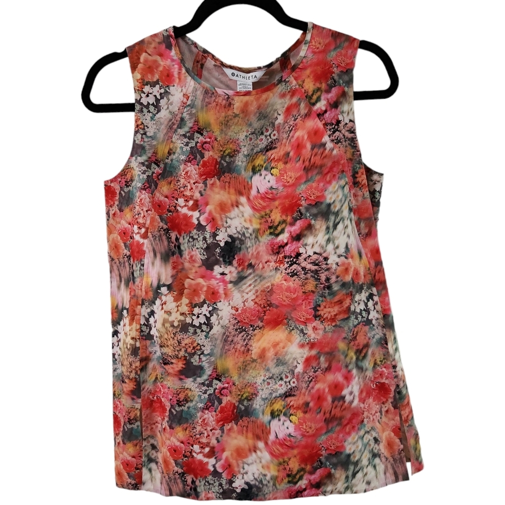 Athleta Women's XS Refined Zephyr Tank Top Renewed Bloom Pink Floral